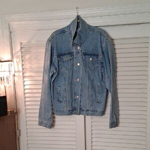 The Frankie Shop For Paper Moon Women's Light Blue Denim Trucker Jacket